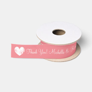 Vintage wedding favour ribbon with rustic hearts satin ribbon