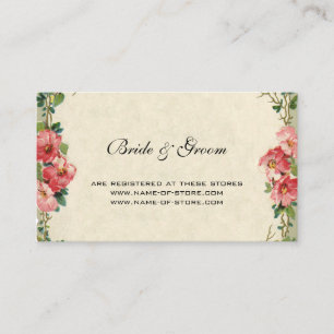 Vintage Wedding, Floral Flowers Pink Roses Enclosure Card