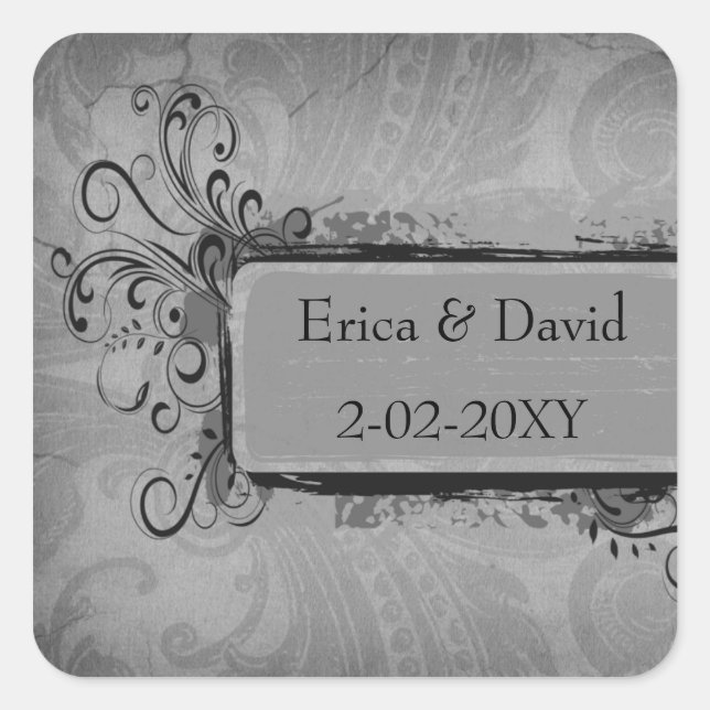 vintage wedding grey envelopes seals (Front)