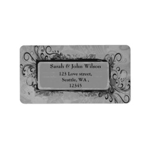 vintage wedding grey, return address label