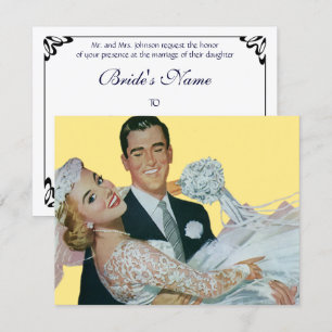 Vintage Wedding, Happy Newlyweds Invitation