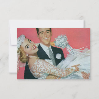Vintage Wedding Happy Newlyweds, RSVP Response Invitation