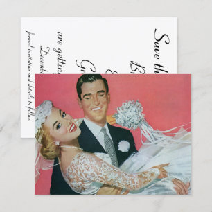 Vintage Wedding Happy Newlyweds, Save the Date! Save The Date