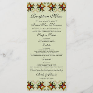 Vintage Wedding, Hummingbirds and Flowers Menu