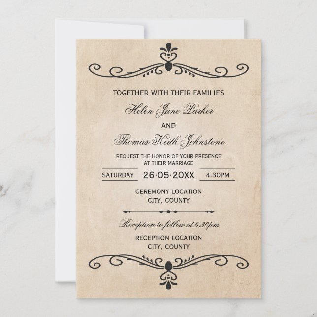 Vintage Wedding Invitation (Front)