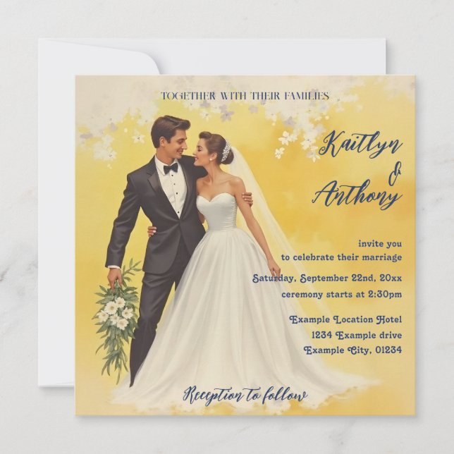 Vintage Wedding Invitation Belle éPoque Style (Front)
