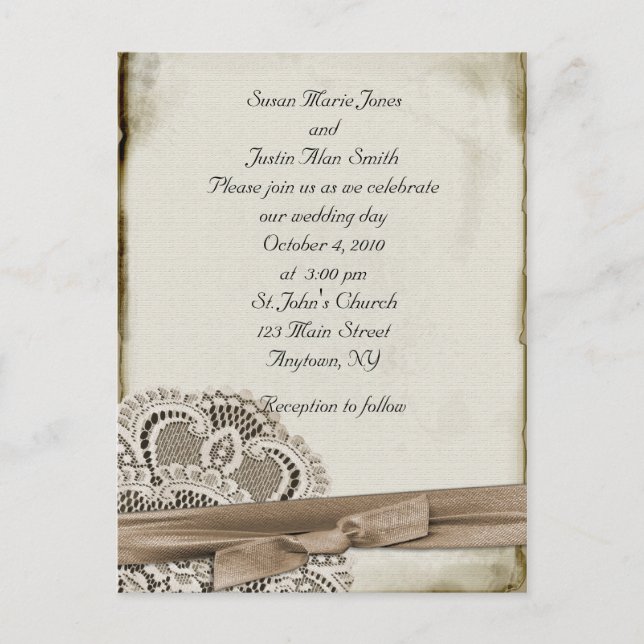 Vintage Wedding Invitation Postcard (Front)