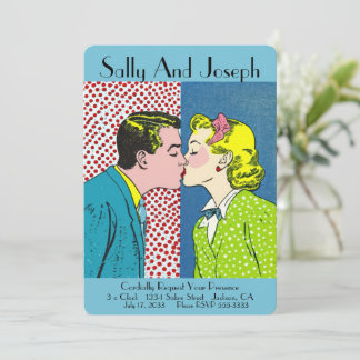 Vintage Wedding Invitation, Retro, Pop art 50's Invitation