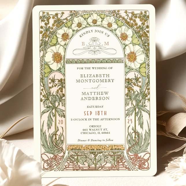 Vintage Wedding Invitations Art Nouveau par Mucha (Créateur téléchargé)