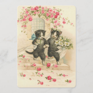 Vintage Wedding Kittens Invitation
