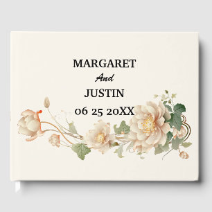 Vintage Wedding Lotus Flower Guest Book