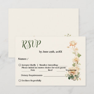 Vintage Wedding Lotus Flower RSVP Card