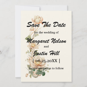 Vintage Wedding Lotus flower Save The Date