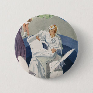 Vintage Wedding, Mid Century Modern Art Deco Bride 2 Inch Round Button