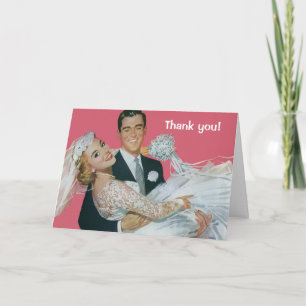Vintage Wedding Newlyweds, Bride & Groom Thank You Card