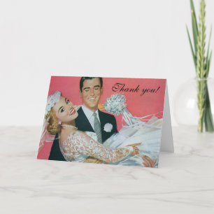Vintage Wedding Newlyweds, Bride & Groom Thank You Card