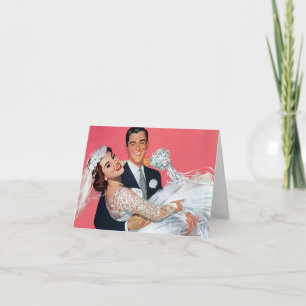 Vintage Wedding Newlyweds, Bride & Groom Thank You Card