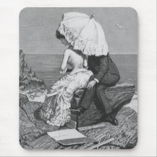 Vintage Wedding, Newlyweds by the Beach Mouse Pad
