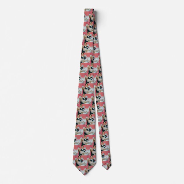Vintage Wedding Newlyweds, Groom Carrying Bride Tie (Front)