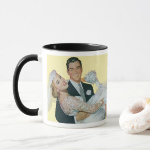 Vintage Wedding Newlyweds, Happy Bride and Groom Mug