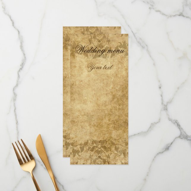 Vintage wedding parchment Once upon a time Menu (Front/Back In Situ)