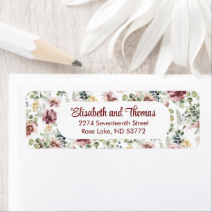 Vintage wedding pastel roses return address label 