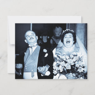 Vintage Wedding Picture Happy Couple Funny Bride Invitation