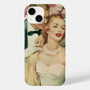 Vintage Wedding Portrait, Retro Bride and Groom Case-Mate iPhone 14 Case