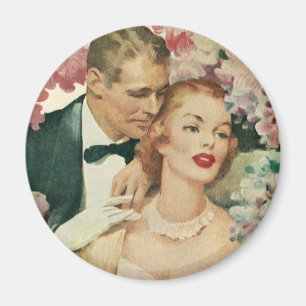 Vintage Wedding Portrait, Retro Bride and Groom Magnet
