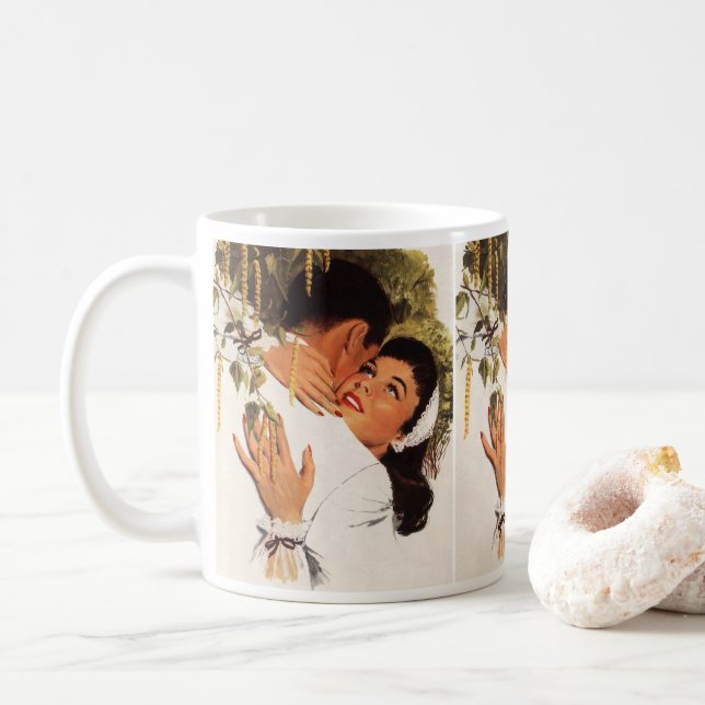 Vintage Wedding Proposal, Love and Romance Coffee Mug (With Donut)