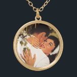 Vintage Wedding Proposal, Love and Romance Gold Plated Necklace<br><div class="desc">Vintage illustration love and romance image featuring a man and a woman hugging and about to kiss. He has just proposed marriage to her and she has accepted! A romantic wedding proposal!</div>
