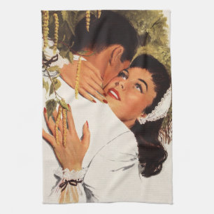 Vintage Wedding Proposal, Love and Romance Kitchen Towel