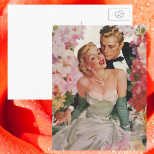 Vintage Wedding, Retro Bride and Groom Newlyweds Postcard
