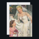 Vintage Wedding, Retro Bride with Flower Girl Invitation<br><div class="desc">Click the "customize" button to access the design tools and add your own custom text! Many font styles to choose from! Vintage illustration love and romance image featuring a flower girl with a happy, smiling bride in her beautiful dress with ornate bows on her wedding day. It's time to go...</div>