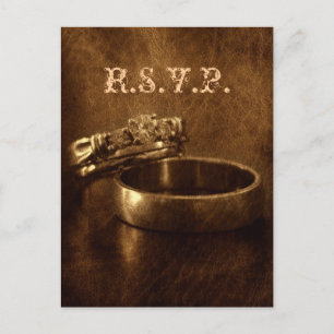 vintage wedding rings rustic wedding response RSVP Invitation Postcard