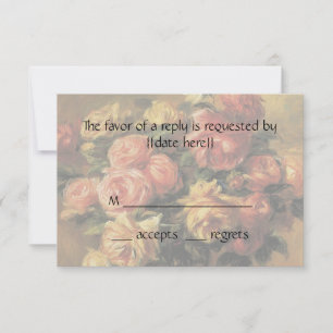 Vintage Wedding RSVP, Roses in Vase by Renoir RSVP Card