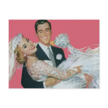 Vintage Wedding Save the Date! Happy Newlyweds