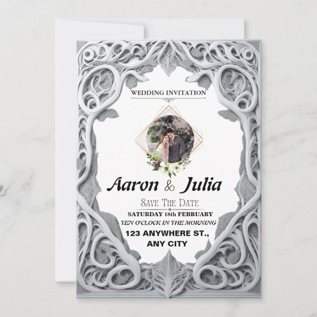 Vintage wedding save the date invitation card (Front)