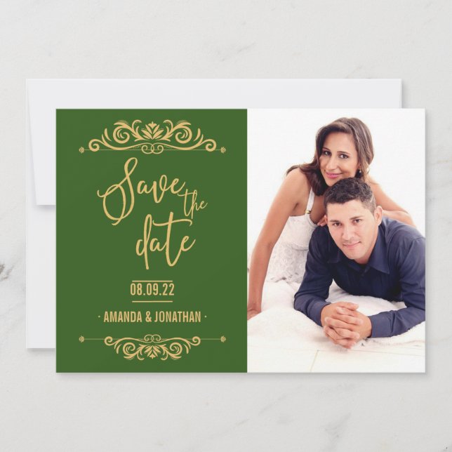 Vintage Wedding Save the Date personalised photo (Front)