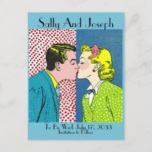 Vintage Wedding Save the Date, Pop art 50's Postcard