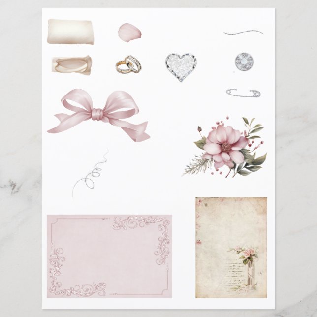 Vintage Wedding Scrapbook Embellishment Sheet (Front)
