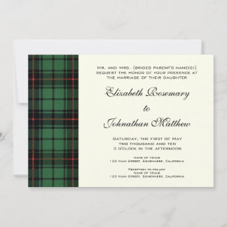 Vintage Wedding, Tartan Davidson Modern Pattern Invitation