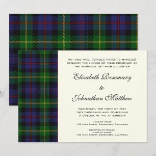 Vintage Wedding, Tartan Farquharson Pattern Invitation