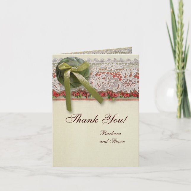 Vintage Wedding Thank You Cards Boho Lace (Front)