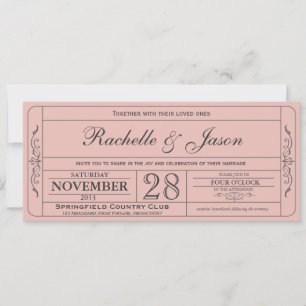 Vintage Wedding Ticket Invitation