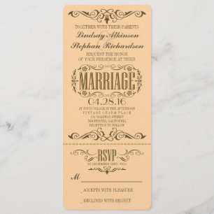 Vintage Wedding Ticket Invitation
