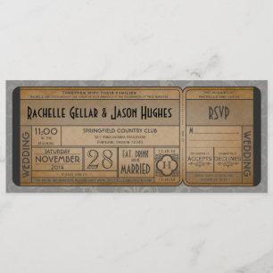 Vintage Wedding Ticket Invitation avec RSVP II 2.0