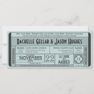 Vintage Wedding Ticket Invitation IV -- 40s era