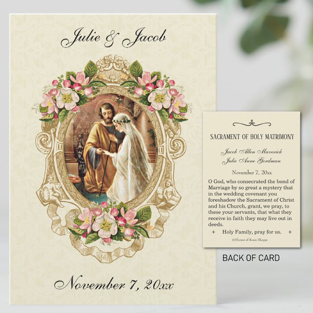 Vintage Wedding Traditional Catholic  Holy Card (Creator Uploaded)