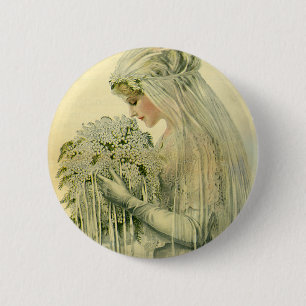 Vintage Wedding, Victorian Bride Bridal Portrait 2 Inch Round Button